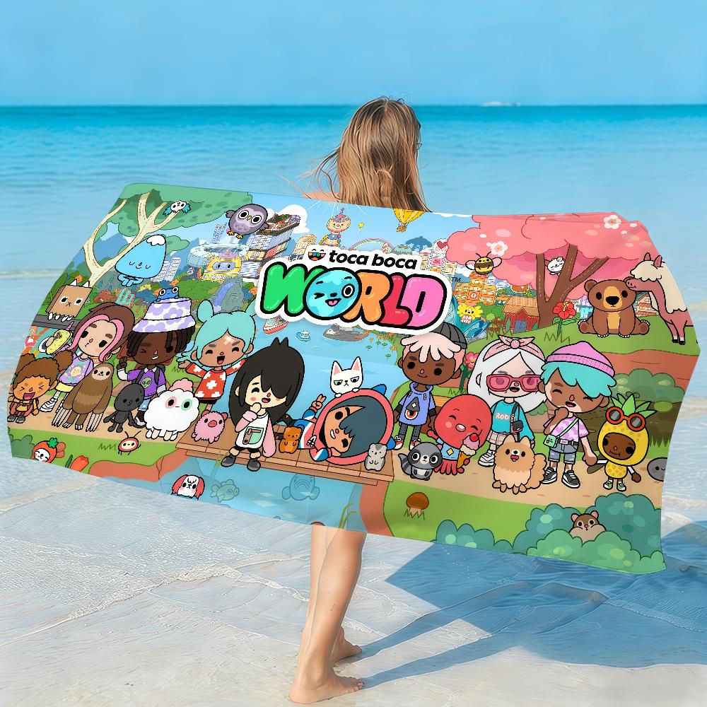 Asciugamano Toca Boca World Asciugatura Rapida Asciugamani da Spiaggia Sono Adatti per Piscine Campeggio Yoga e la Palestra