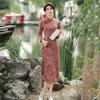 Red Auspicious Cloud National Style Mother Dress Long Improved Long-sleeved Cheongsam Autumn New Women's Retro Slim Waist