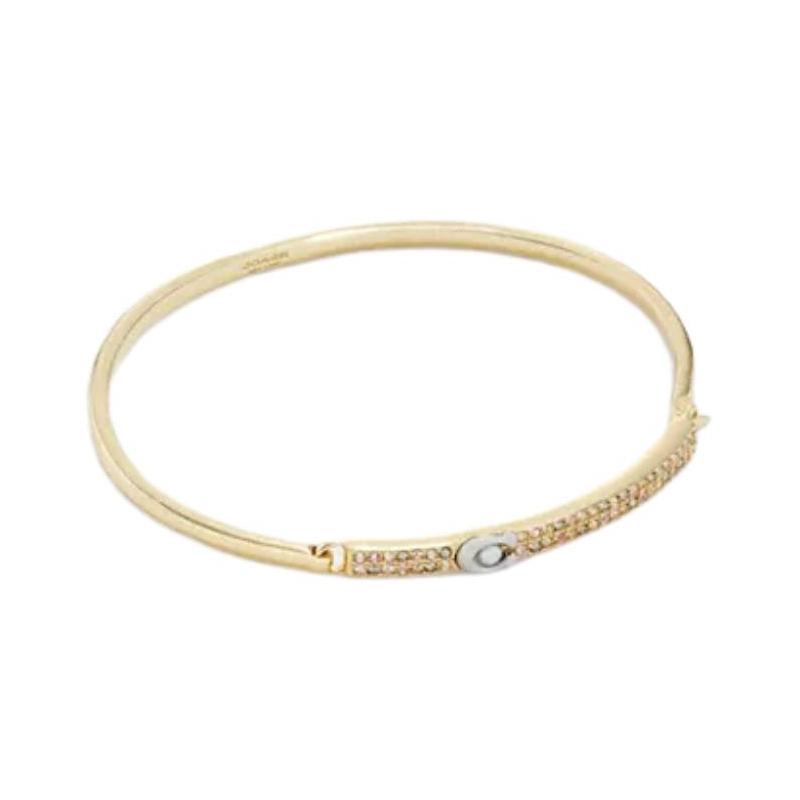 COACH Brand Logo Glass Bracelet Women s Gold