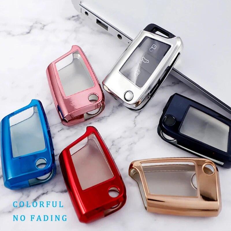 Soft TPU Car Key Case Cover Shell for Volkswagen VW Golf 7 MK7 Tiguan Passat for Skoda Octavia Kodiaq Karoq Key Protector