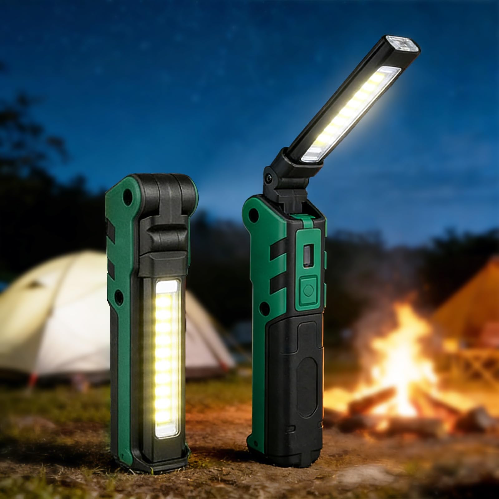

Set of 2 Work Lights, COB Lights, Handheld USB Rechargeable, Magnetic, Foldable, Compact, for Night Work and Construction (2 pieces)