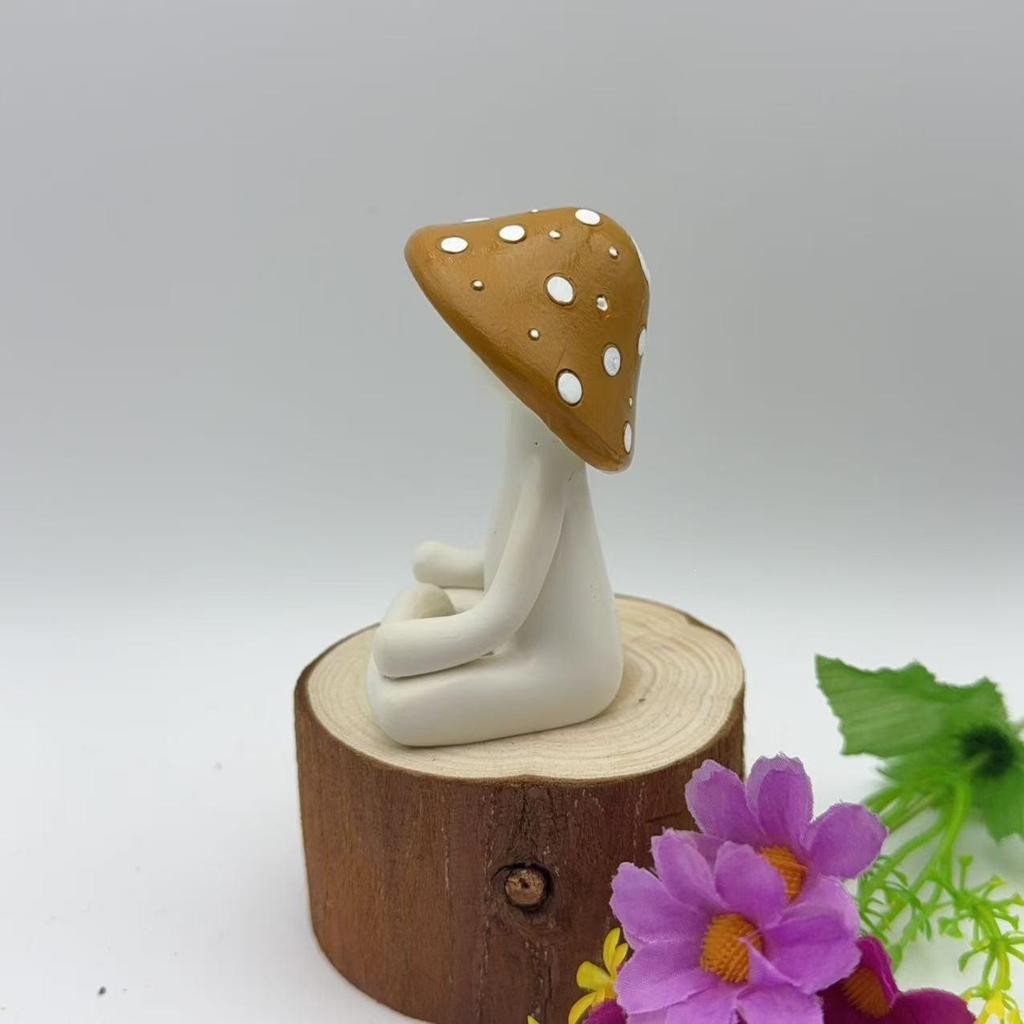 Yoga Mushroom Resin Ornament for Home or Garden Decor