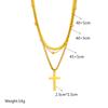 DIEYURO 316L Stainless Steel Gold Color Cross Pendant Necklace For Women New Trend Girls 3in1 Chain Rustproof Jewelry Party Gift
