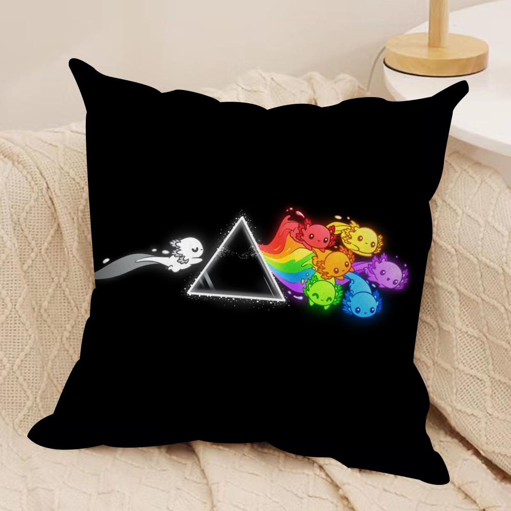 Cute Axolotl Cushion Cover Silky Short Plush Double-Sided Printed Pillow Case for Sofa All Seasons Home Decor Gift