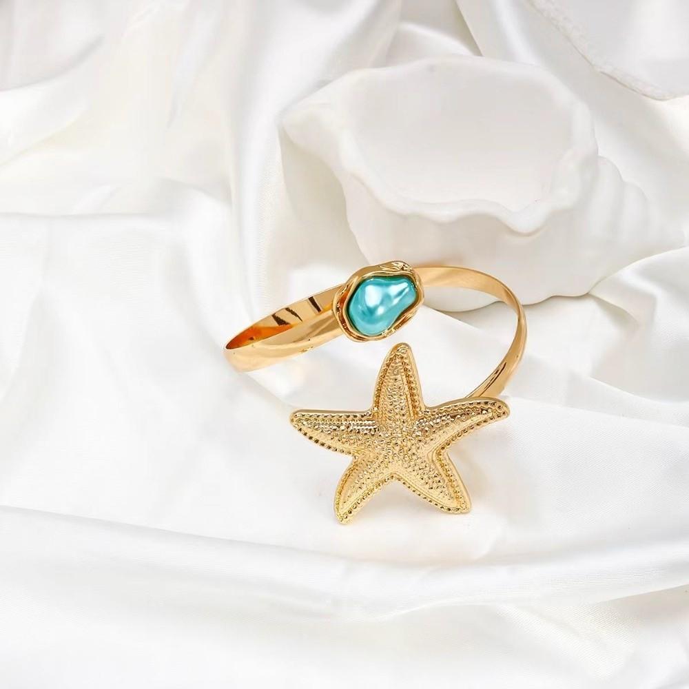 Pearl Starfish Open Armband Bangle Adjustable Armlet Bangle  Body Jewelry Accessories