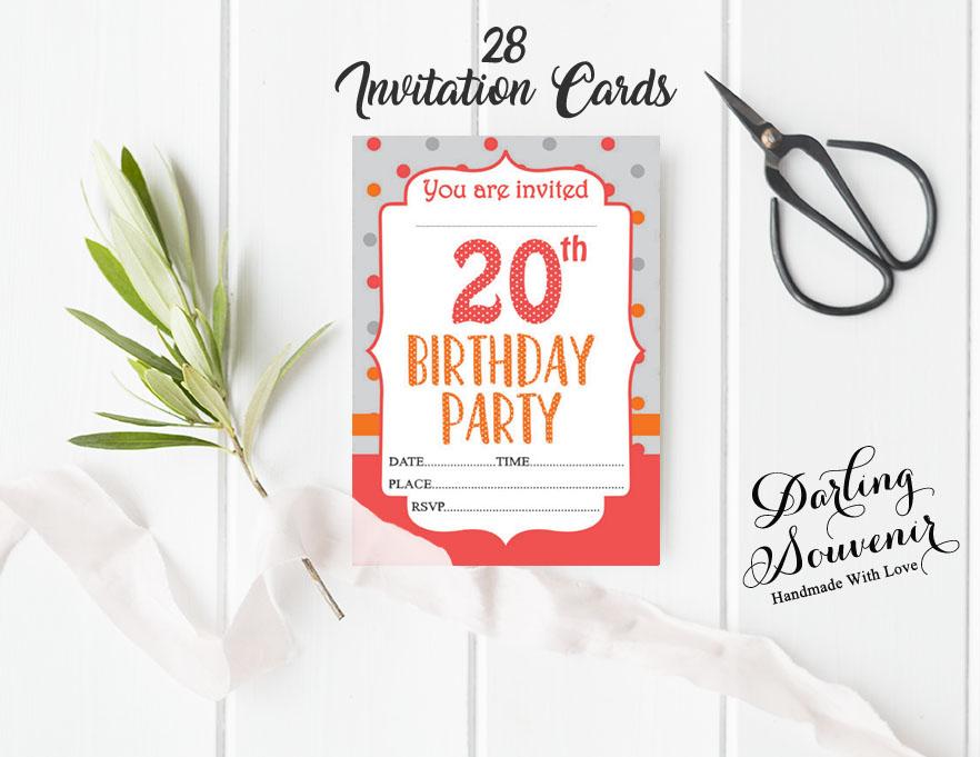 Darling Souvenir White Birthday Invitation Card Printable Elegant Fill or Write In Blank Party Invites 28 Pcs 5 X 7