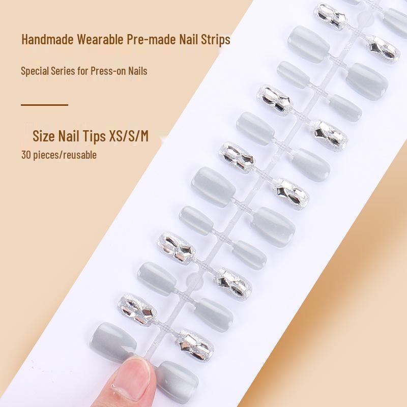 

Xiaohongshu Cat Eye Glitter Wearable Nails - 30-Piece Handmade Nail Art Stickers