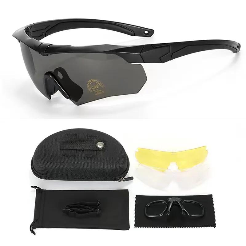 Taktische Brille CS Airsoft Winddicht Armee Schießen Polarisierte Brille HD 3 Linsen Motorrad Radfahren Outdoor Sichere Brille