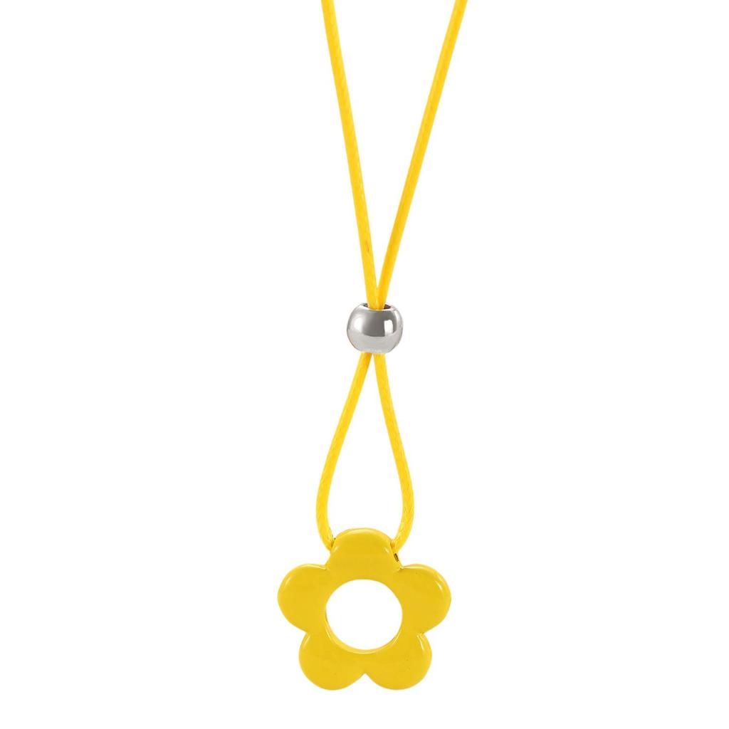 Retro Minimalist Fashion Free Knotting Flower Pendant Wax Thread Necklace Clavicle Chain