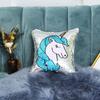 New Double-sided Transformable Sequin Pillow Cover, Positioning Embroidered Unicorn Pattern Pillow Cushion, Core Not Included