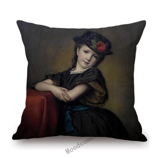 Королевский двор, портрет, картина маслом, герцогиня, принцесса, леди, украшение дома, художественный диван, хлопковое льняное одеяло, наволочка 44x44cm No Filling