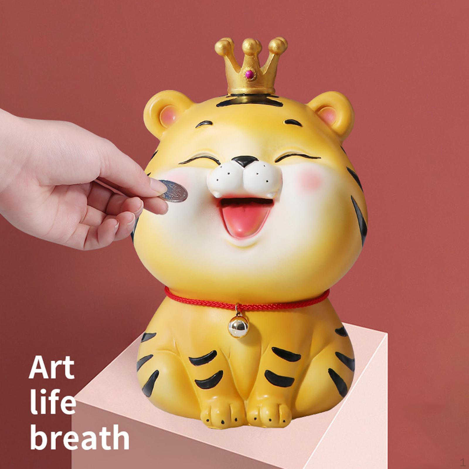 Adorable Tigers Figurine Piggy Resin Crafts Sculpture Statue Ornament Animal Figure Model Coin