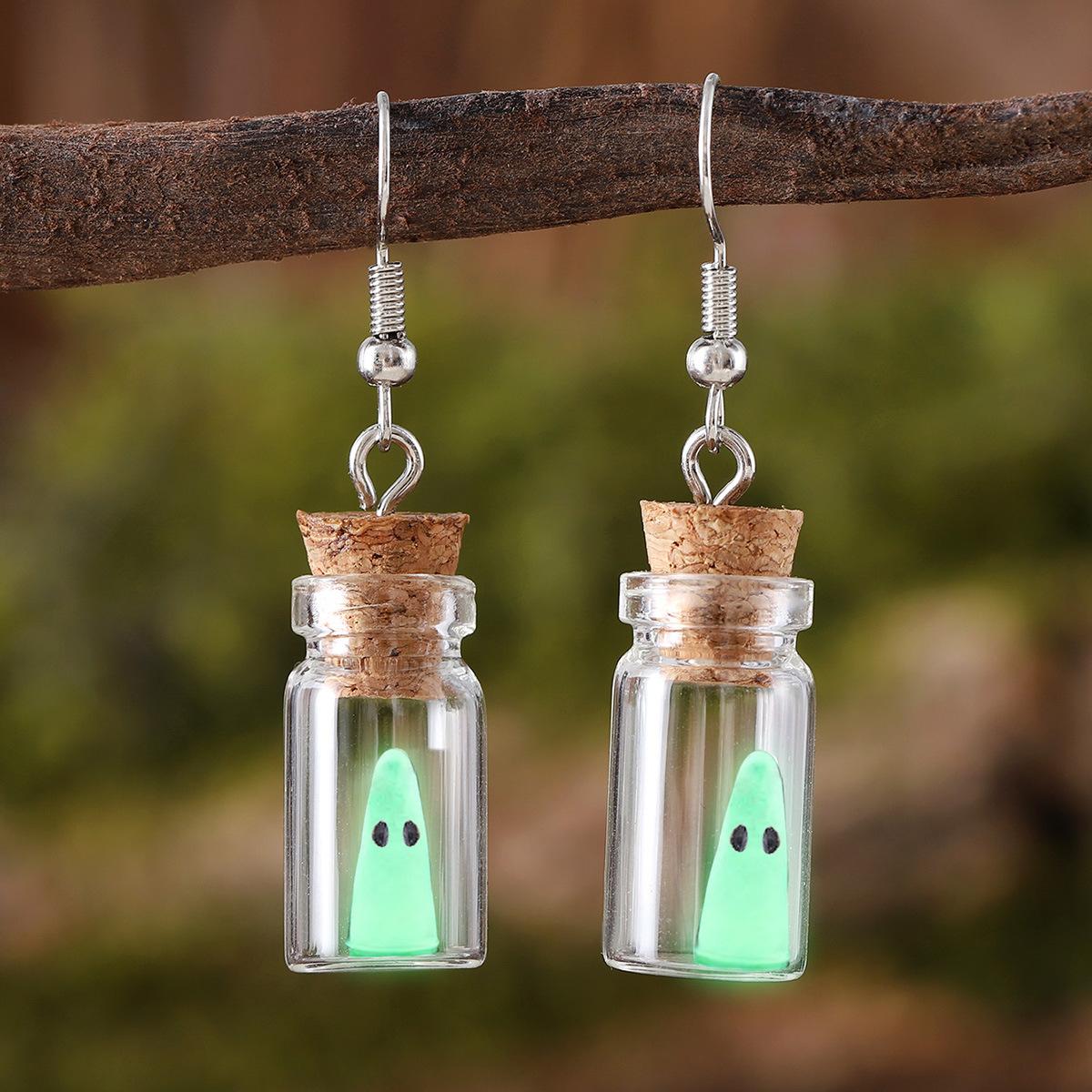 

New Luminous Cute Ghost Necklace Keychain Mini Glass Bottle Party Halloween Gift Christmas Stocking Filler Party Favors