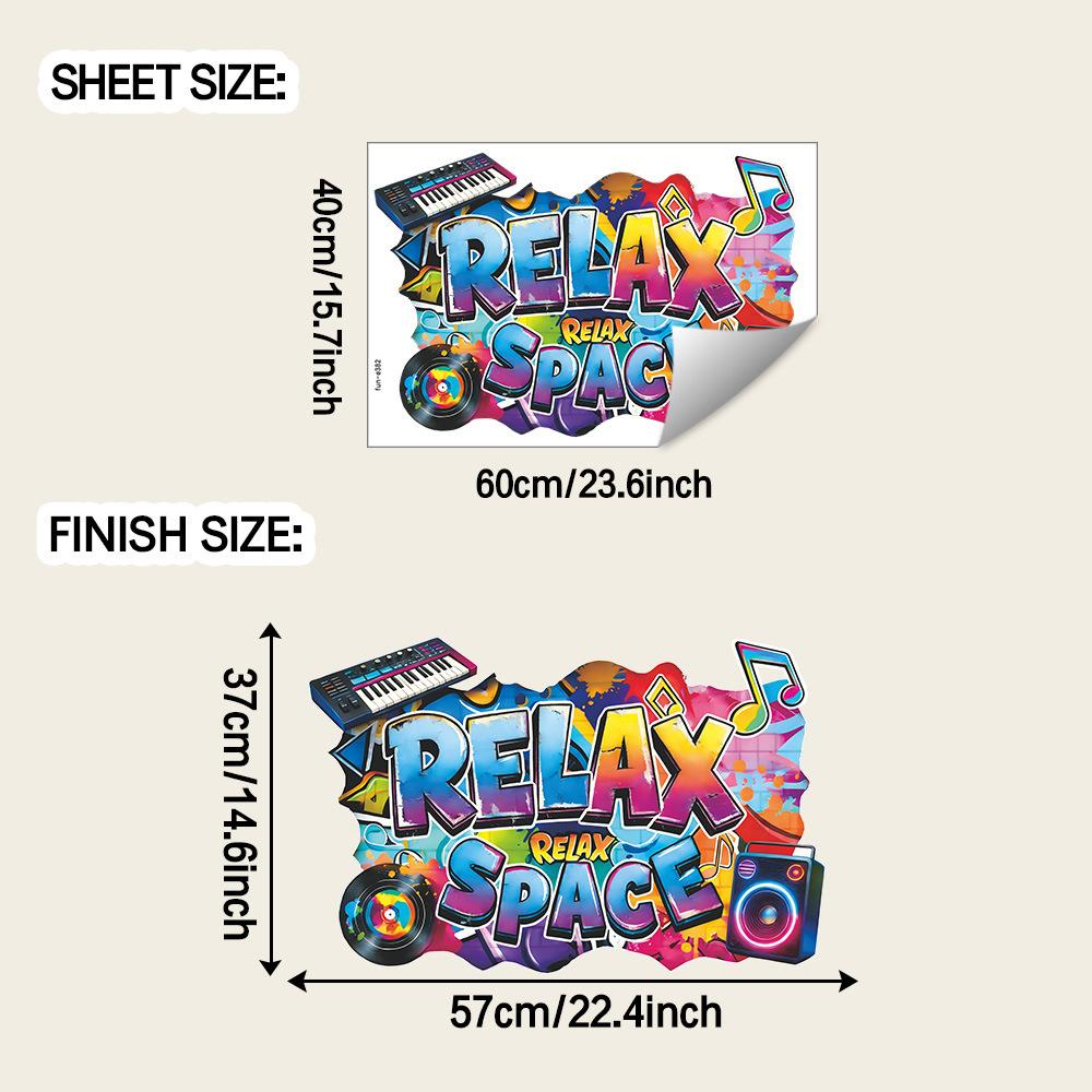 English Personalized Slogan: RELAX SPACE - Gaming Room Interior Decoration Wall Decal