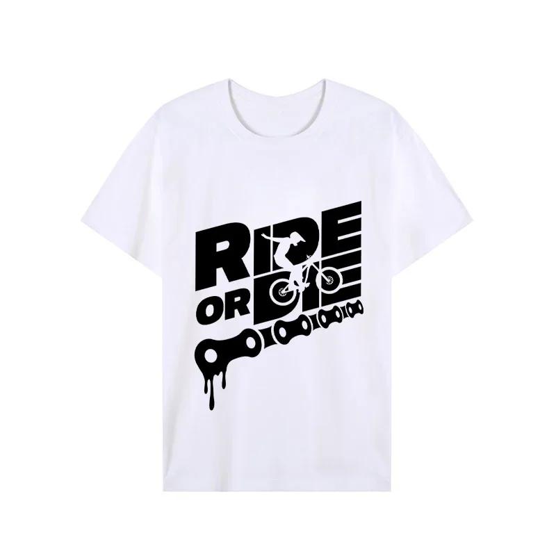 Men Tshirt Ride or Die Print Tops Summer Male Causal Tshirts Motorcycle Fashion Streetwear T Shirt Women Tee Clothes S