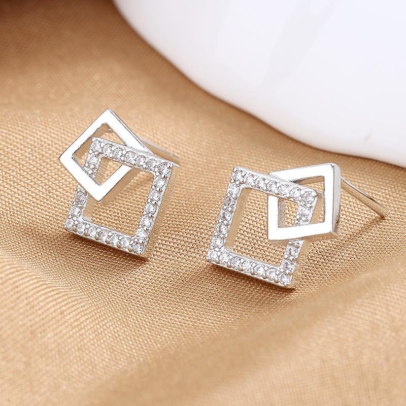 New 925 Sterling Silver AAA Zircon Stud Earrings For Women Fashion Exquisite Student Girlfriend Jewelry Accessories Heart GiftGood Product