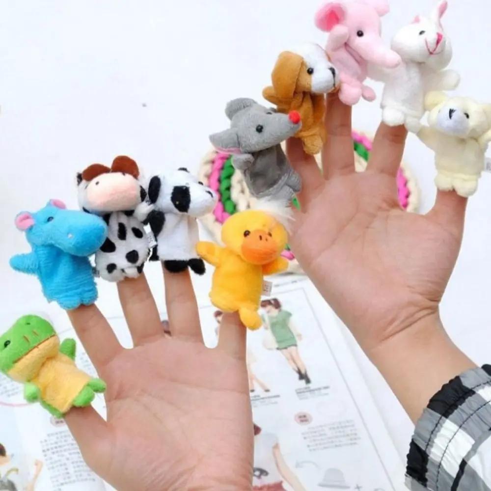 10pcs Finger Puppet Stuffed Toys Interactive Parent-Child Children's Hand Puppet Plush Rat Animal Puppet Rabbit Chick Educational Toy