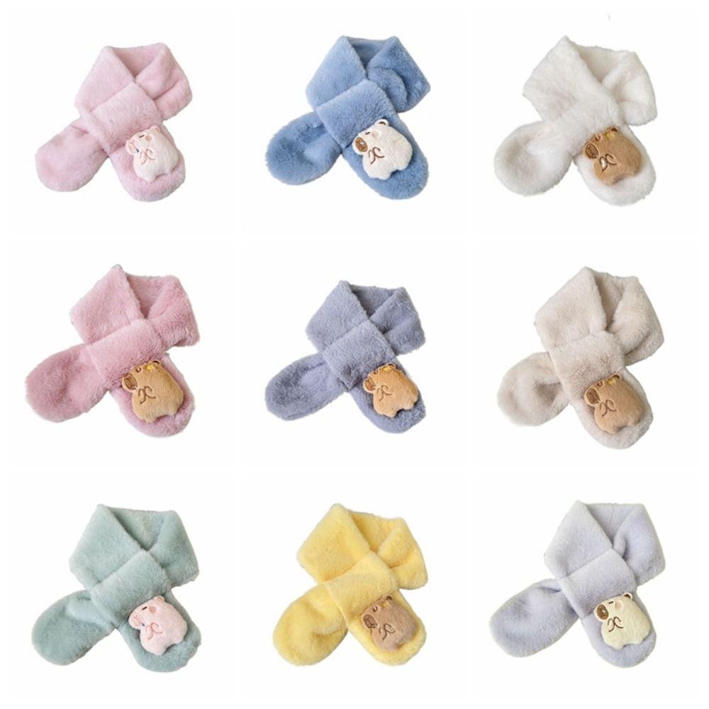 2 Stück Kawaii Capybara Plüschschal Capybara-förmiger Überkreuz-Halswärmer Kinder-Capybara-Schal Baby