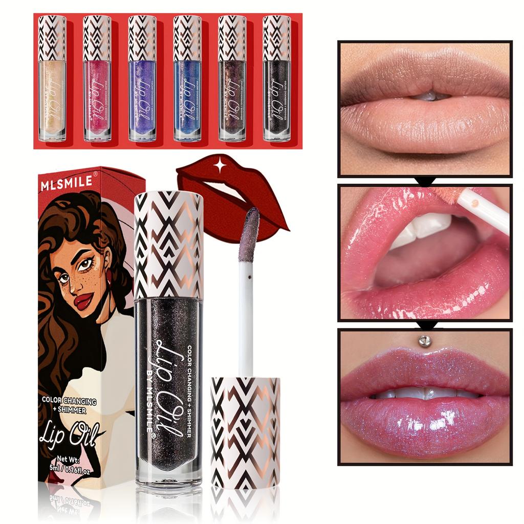 Óleo Labial de Mudança de Temperatura Pearl Hidrata e Hidrata Óleo Labial Mudança de Cor Brilho Labial