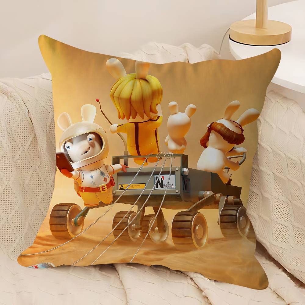 CUTE Cartoon I-Invasion Rabbids Pillow Case Removable Washable Cushion Cover – All-Season Soft Linen