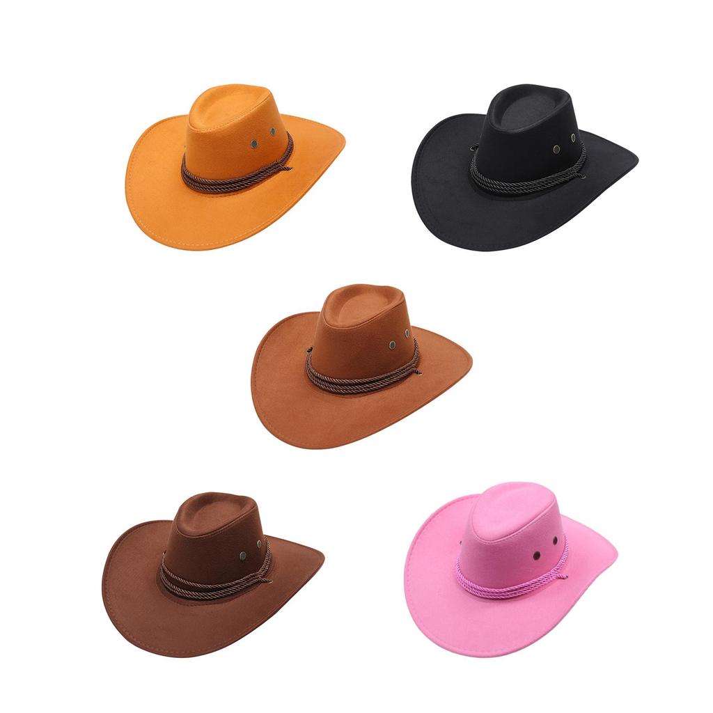 Cowboyhut Dekoration Breiter Rand Kostüm Kleidung Zubehör Cosplay Sommer Foto Requisiten Sonnenhut für Erwachsene Unisex Angeln Wandern