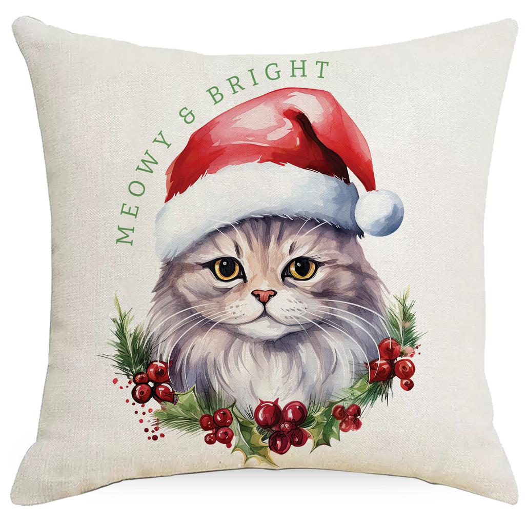 Christmas Cat Pillowcase Sofa Decoration Pillowcase Nordic Simple Modern Christmas Day