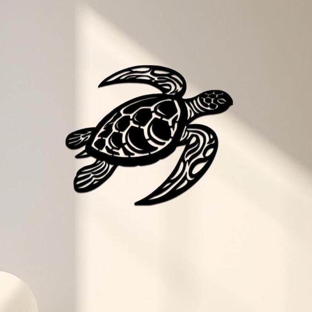 Modern Turtle Metal Wall Art, Ocean Animal Decor, Nautical Coastal Hanging Sign, Sea Wildlife Silhouette, Home Outdoor Metal Sculpture