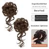 2 Pcs Messy Bun Hair Piece Tousled Updo With Tendrils Hair Bun Extensions Wavy Curly Hair For Women