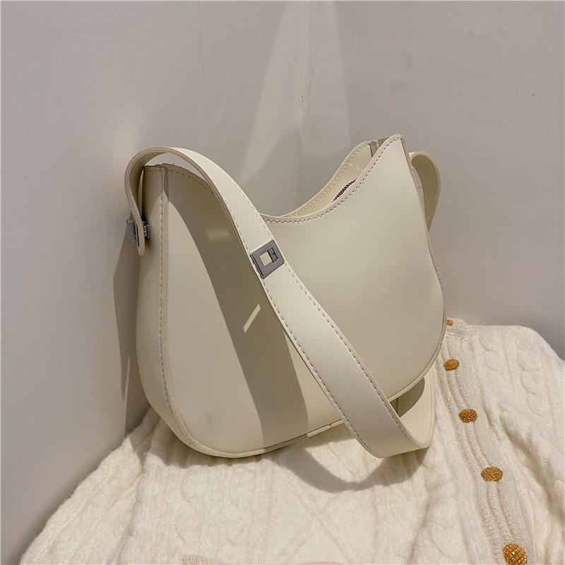 Casual Underarm Shoulder Bag for Women Texture PU Leather Half-moon Crossbody Bags Luxury Messenger Vintage Handbag