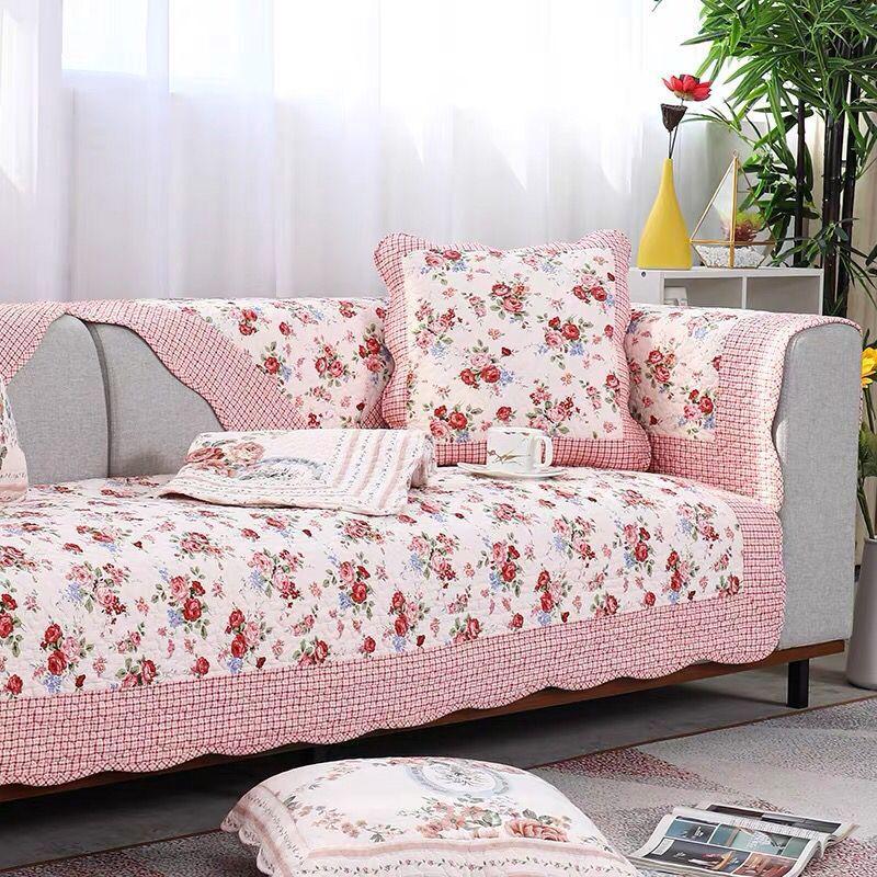 Yeni Kore Tarzı Pastoral Yastık Minder Yıkanabilir Pamuklu Patchwork Kanepe Matı Dört Mevsim Evrensel Yıkanabilir Kapitone Kanepe Örtüsü