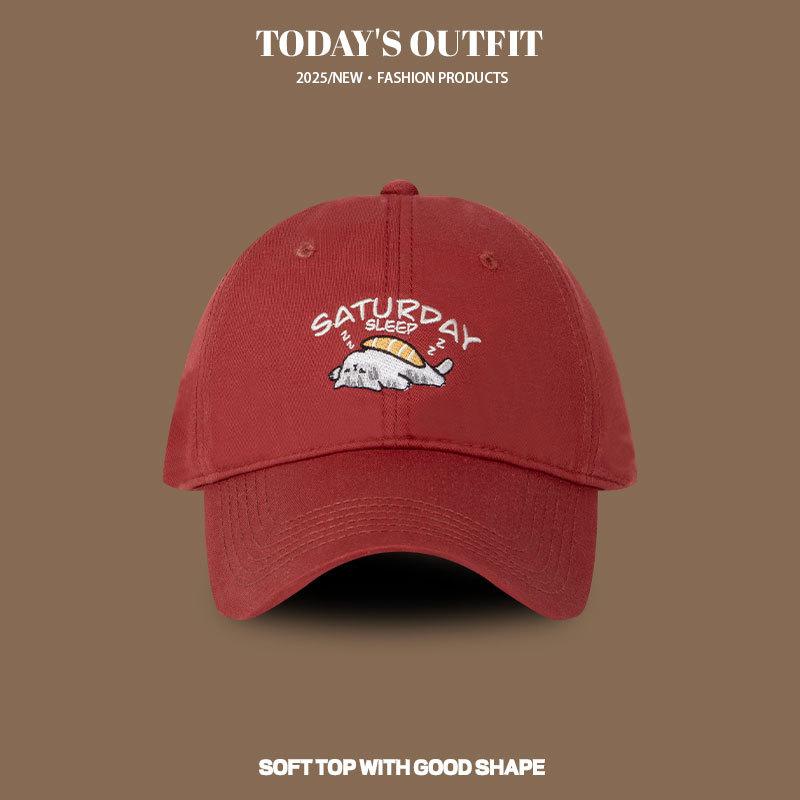 New Kitten Embroidered Baseball Cap Summer Sun Hat Women Sun Protection Face Primary School Students Casual Small Head Baseball Cap