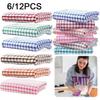 1/6/12Pcs Absorbent Hand Towels Cotton Yarn Kitchen Dishcloths Set Checkered Decorative Towels For Bathroom Decoration