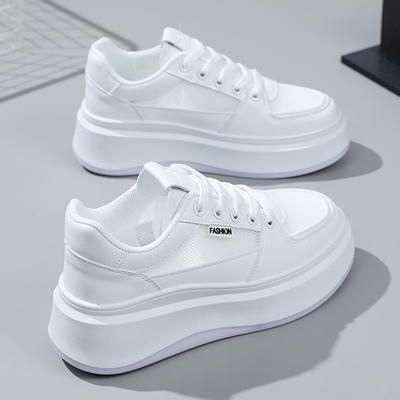 New White Shoes for Women Versatile Casual Shoes for Spring and Summer Trendy Board Shoes for Heightening Thick Sole Breathable