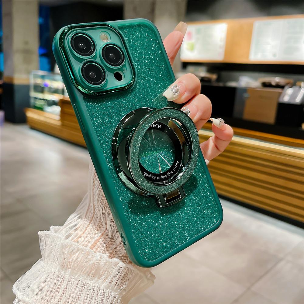 Gradient Glitter Stand Holder Magnetic Case For Xiaomi Redmi Note 13 Pro Note13 Pro Plus 13C 13 Lite 13T POCO X6 Silicone Cover