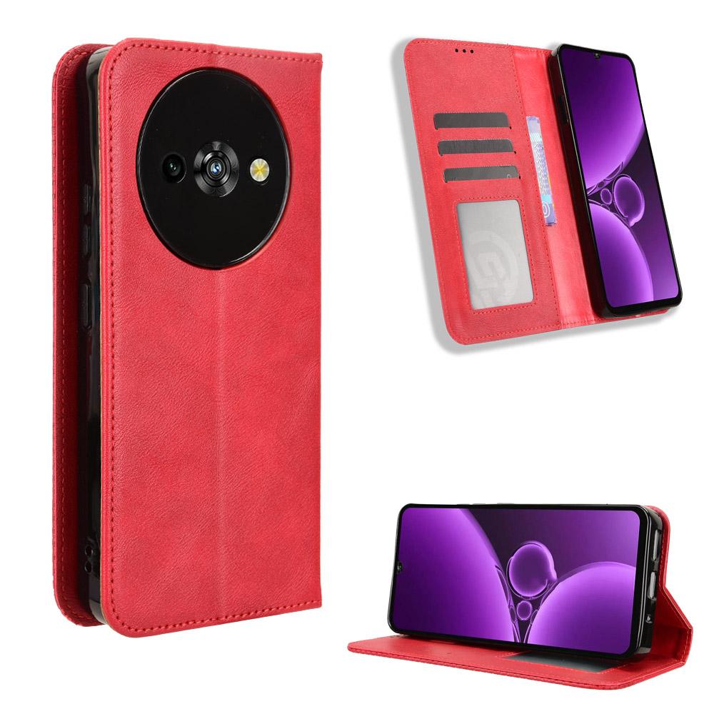 Für Oukitel C59 Pro Lederhülle Brieftasche Ständer Retro Textur Handyhülle