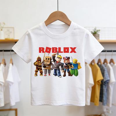 Roblox T-Shirt Sommer Mode Kurzärmeliges Oberteil T-Shirt Jungen und Mädchen Oberteile Sommer Spiel Streetwear Weiß Kinder T-Shirts