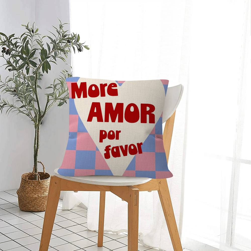 Anime More Amore Por Favor Cushion Cover Car Throw Pillow Case For Sofa Car Christmas Gift Peach skin 18*18(CM)-1Pcs