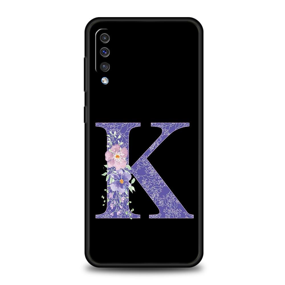 Letters Purple Flower Phone Case For Samsung Galaxy A56 A36 A26 A34 A17 A16 A06 A14 A12 A54 A72 A24 A22 A70 A52 A50 A40 A32Cover