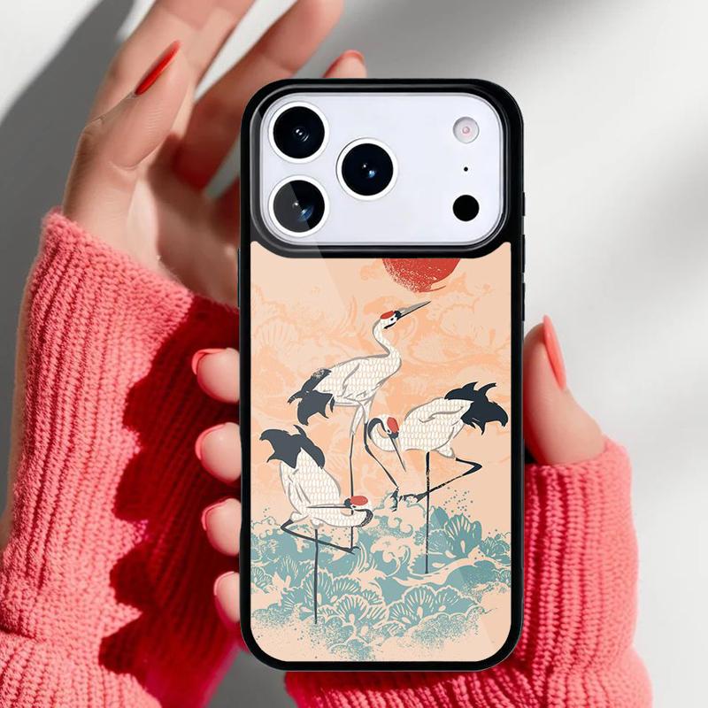 Red-crowned Crane Bird soft Phone Case for iPhone 17 Air 16e 15 14 13 Pro Max Back Cover for 12 11 Pro Coque