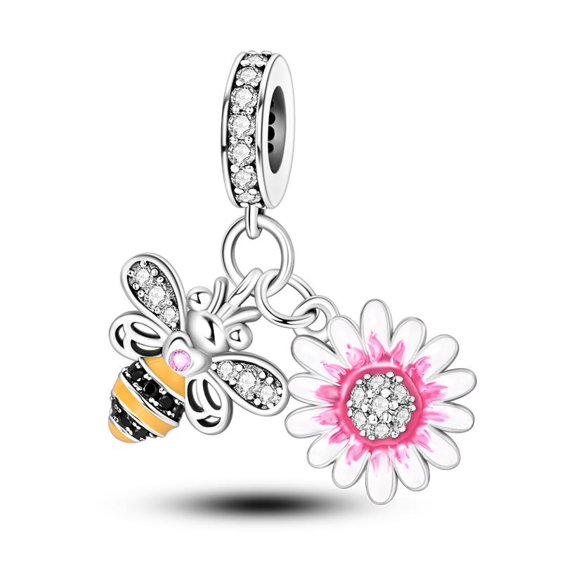 Fashion Spring Series Charms Beads 100% Copper Flower Birds Butterfly Pendent Fit Original Qikaola Bracelet Jewelry