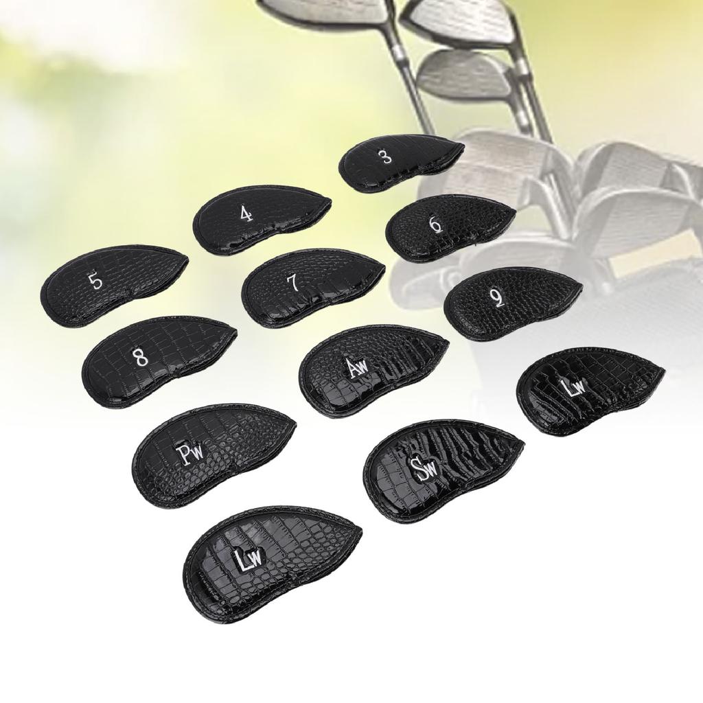 12Pcs Golf Club Cover PU Hook and Loop Fastener Smoother Touch Secure Fit Portable Golf Iron Cover f