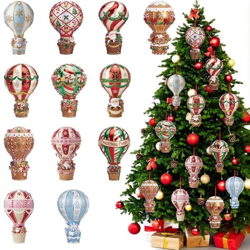 Weihnachtsmann Handgefertigte Holz Hängeornamente 12/24 Stück Fallschirmstil für Weihnachtsbaum Haus Feier Party Dekor