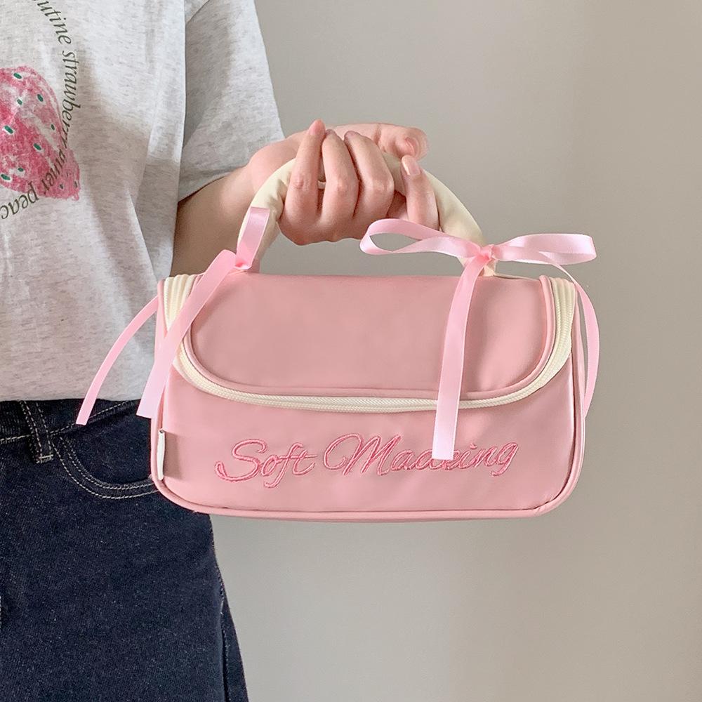 Schreibtischaufbewahrung Schleife Schreibwarentasche Schleife Schleifenknoten Stiftetasche Niedlich Y2K Schleifen-Aufbewahrungstasche Student