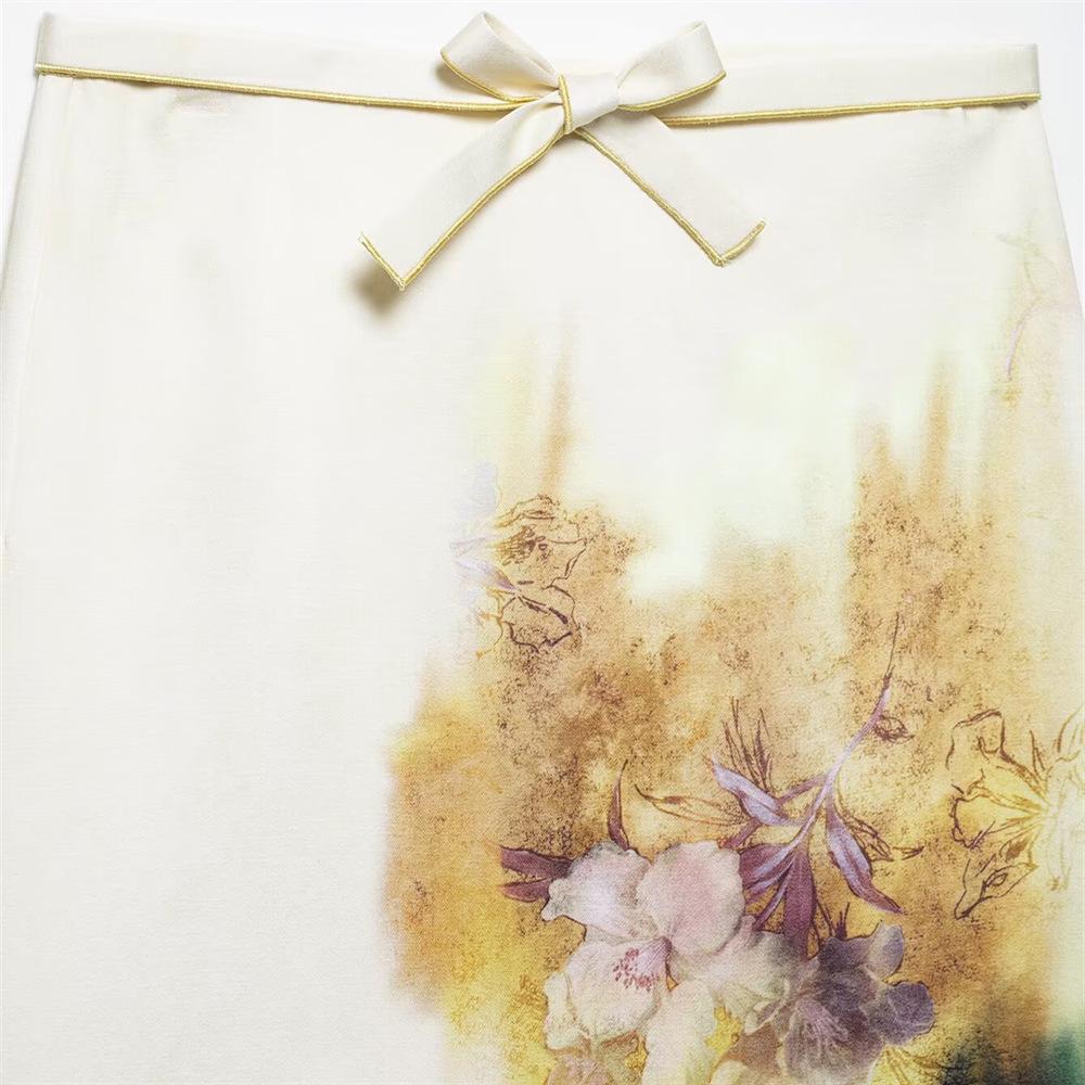 2025 Spring/Summer Women's Tie-Dye High-Waisted A-Line Midi Skirt