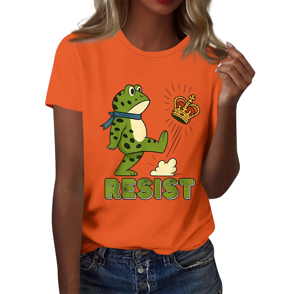 Women's Printed Round Neck Short Sleeve Top