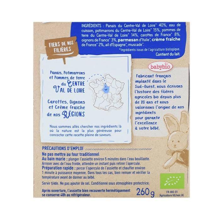 Babybio Abendessen Pastinake Kürbis Grün +15 Monate Bio 260g
