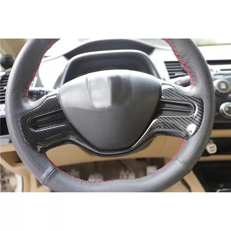 Για Honda Civic 8th FD2 City 2006 2007 2008 2009 2010 2011 ABS Στυλ Ανθρακονήματος Εσωτερικό Αυτοκινήτου Κάλυμμα Τιμονιού Τελείωμα Πλαίσιο