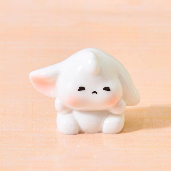 Mini Rabbit Figurines Cartoon Bunny Miniature Figures Tiny Resin Animal Fairy Garden Ornaments for Dollhouse DIY Micro Landscape