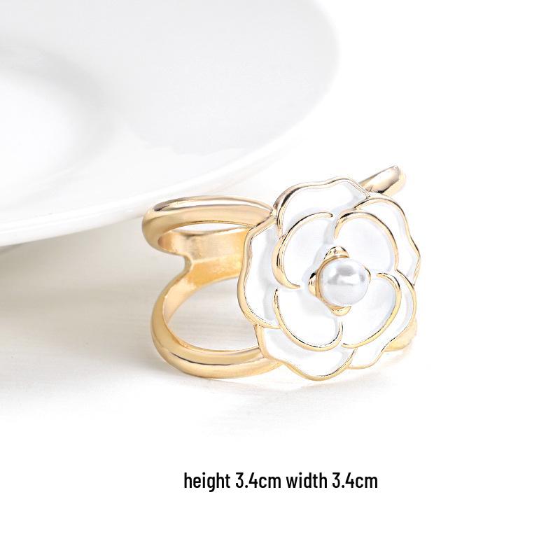 Sciarpa a Scacchi con Camelia di Perle di Alta Gamma e Fibbia per Cintura da Vita per Cappotto