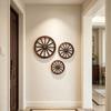 Wooden Wagon Wheel Wall Decor Retro Wheel Wall Art Vintage Farmhouse Old Western Hanging Ornaments for Home Office Cabin Western Themed Decor